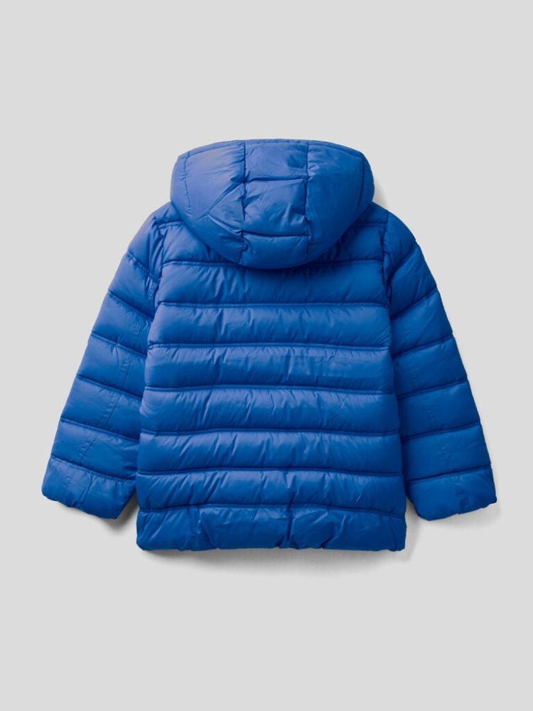 Benetton Puffer Hood And Logo Padded Jackets Kinderen Blauw | BE707306