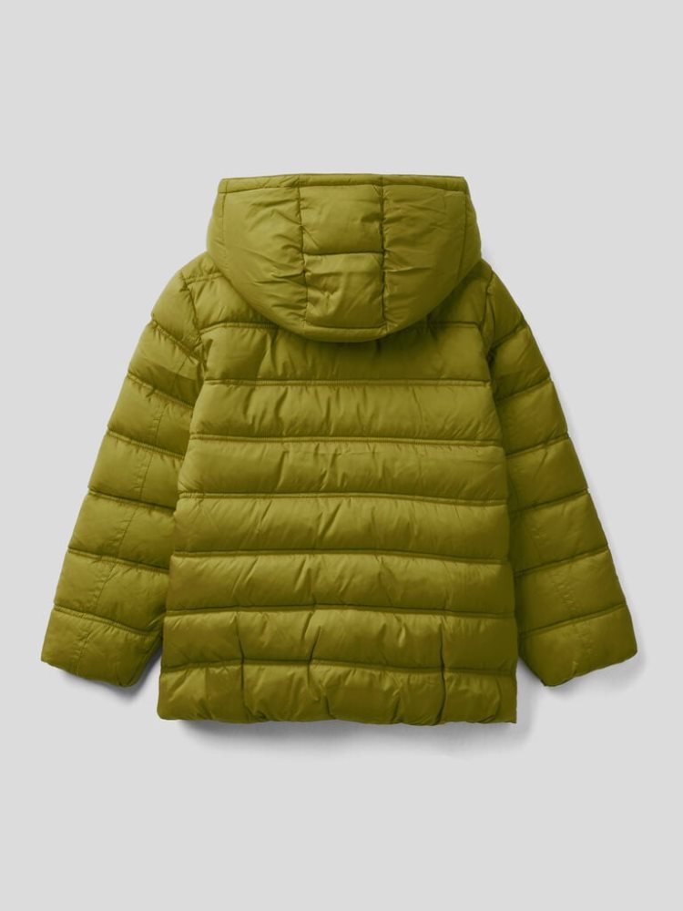 Benetton Puffer Hood And Logo Padded Jackets Kinderen Groen | BE814079