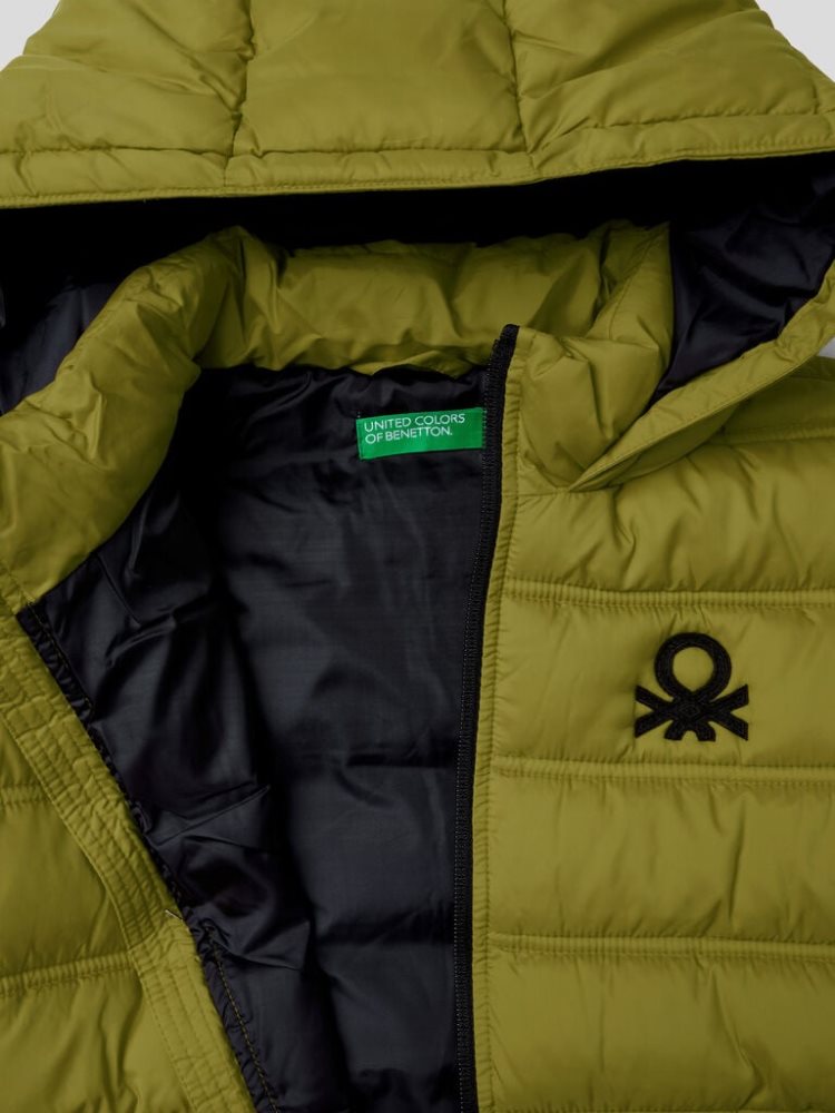 Benetton Puffer Hood And Logo Padded Jackets Kinderen Groen | BE814079