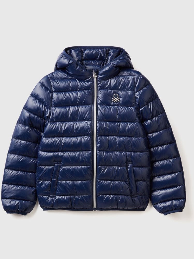 Benetton Puffer Hood Light Jackets Kinderen Donkerblauw | BE444058