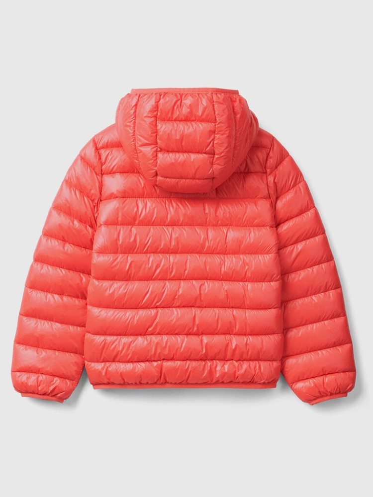 Benetton Puffer Hood Light Jackets Kinderen Oranje Koraal | BE616684