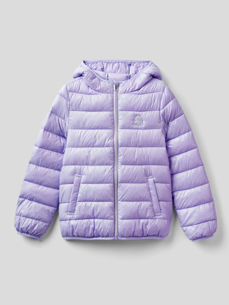 Benetton Puffer Hood Light Jackets Kinderen Lilac | BE833339