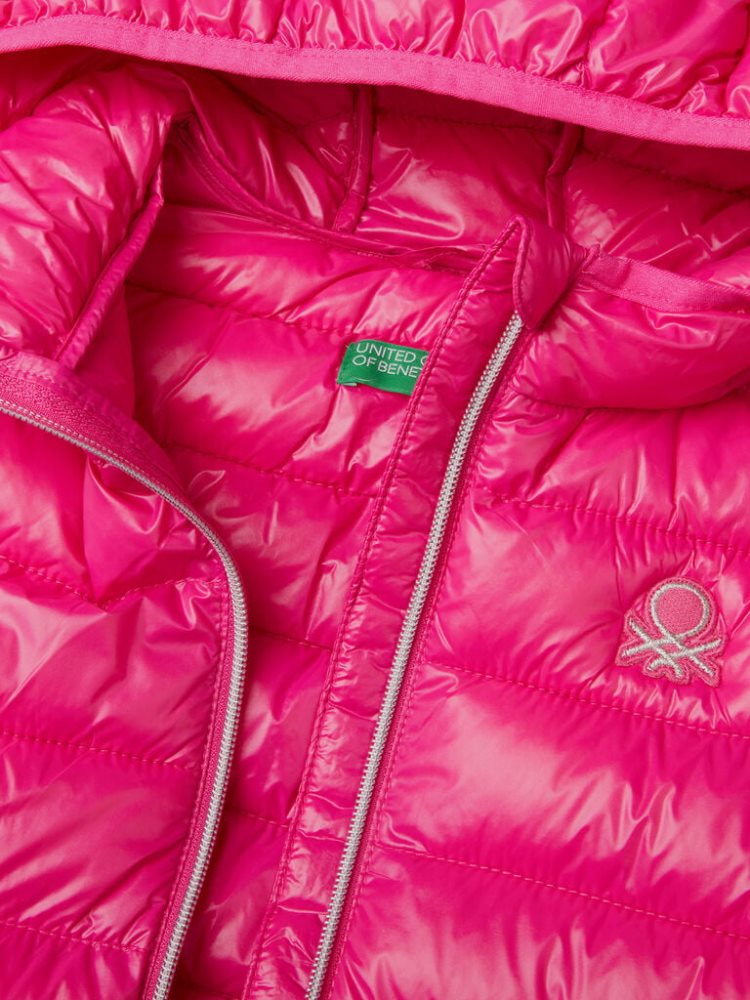 Benetton Puffer Hood Light Jackets Kinderen Fuchsie | BE943701