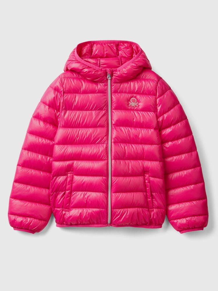 Benetton Puffer Hood Light Jackets Kinderen Fuchsie | BE943701