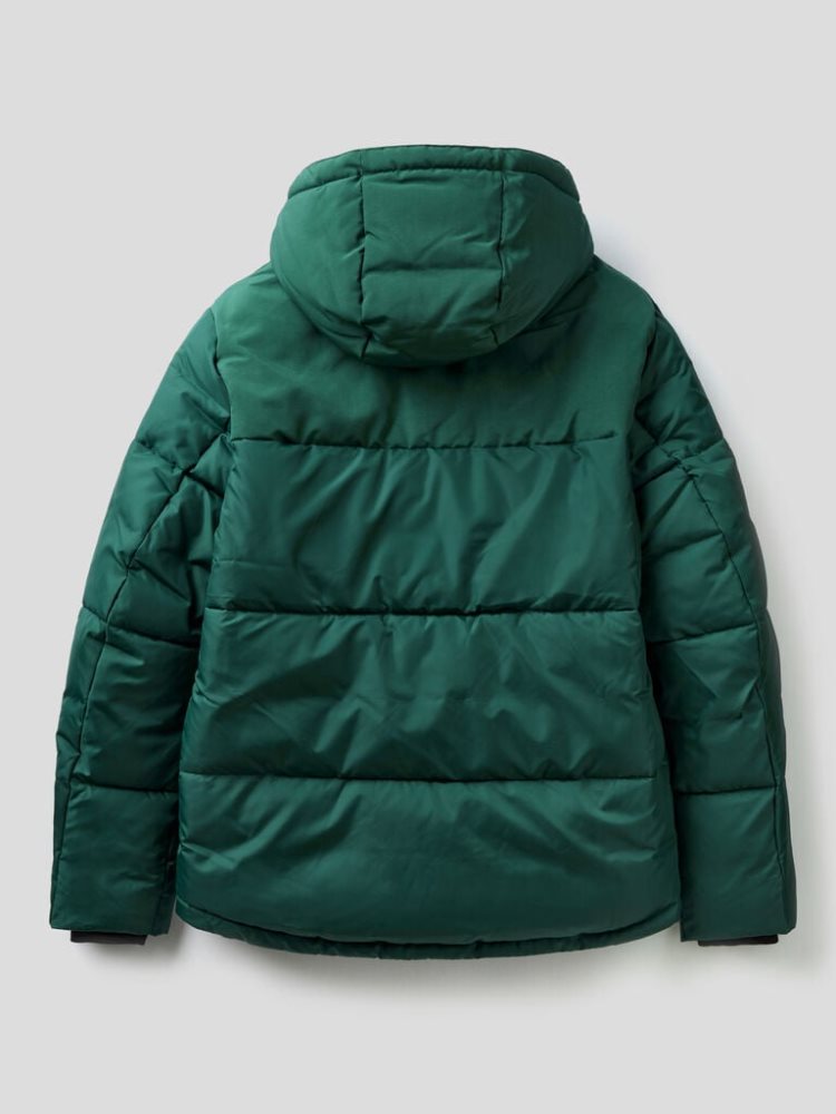 Benetton Puffer Hood Padded Jackets Heren Donkergroen | BE142104