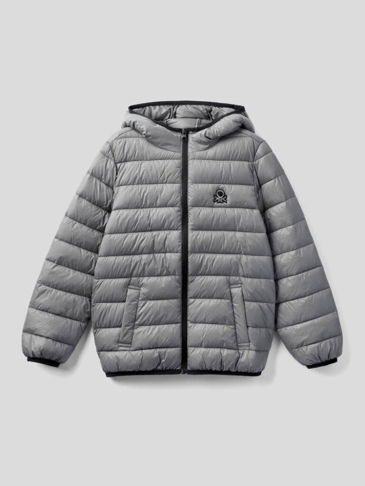 Benetton Puffer Hood Padded Jackets Kinderen Donkergrijs | BE636232