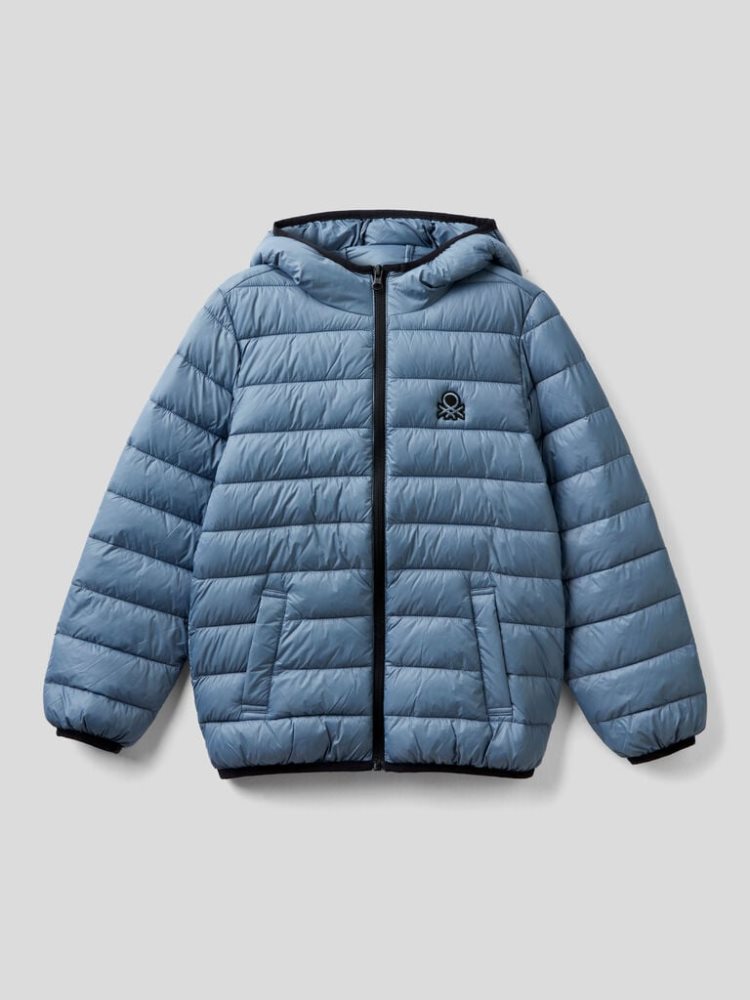 Benetton Puffer Hood Padded Jackets Kinderen Blauw | BE673685