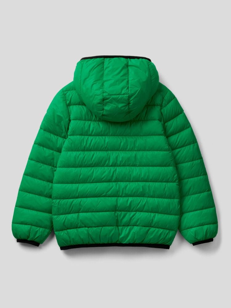 Benetton Puffer Hood Padded Jackets Kinderen Groen | BE827654