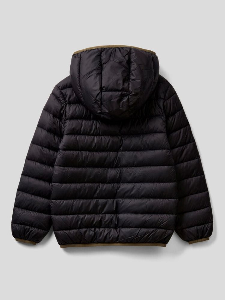 Benetton Puffer Hood Padded Jackets Kinderen Zwart | BE915144