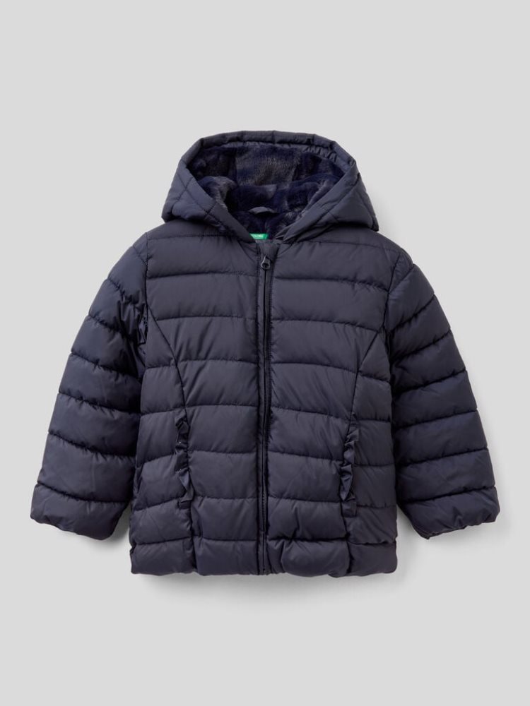 Benetton Puffer Rouches Padded Jackets Kinderen Donkerblauw | BE166600