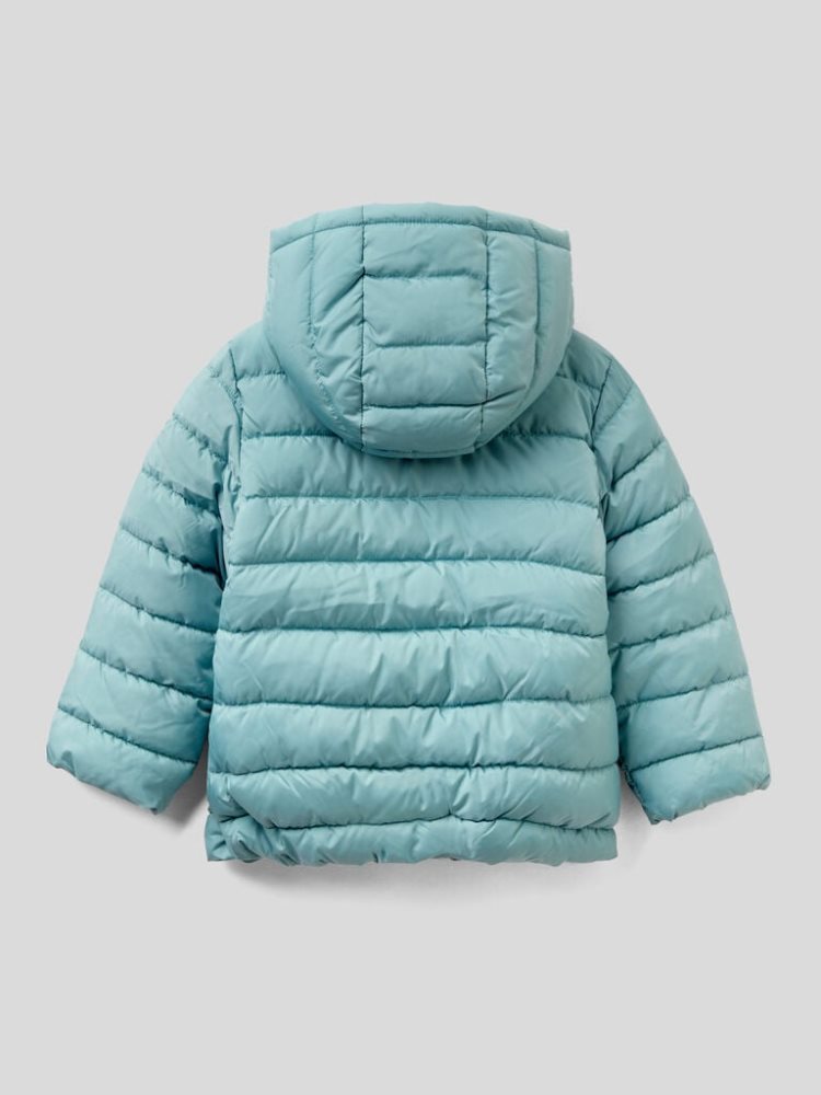 Benetton Puffer Rouches Padded Jackets Kinderen Lichtblauw | BE361331