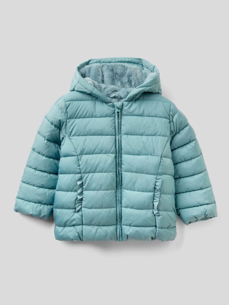 Benetton Puffer Rouches Padded Jackets Kinderen Lichtblauw | BE361331