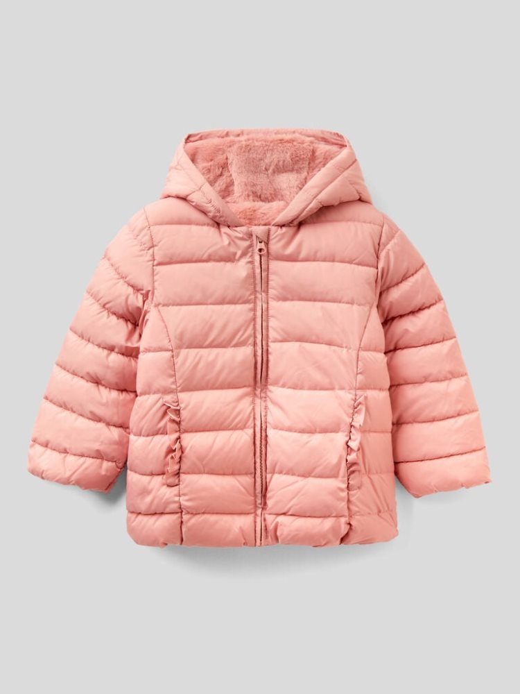 Benetton Puffer Rouches Padded Jackets Kinderen Roze | BE528814