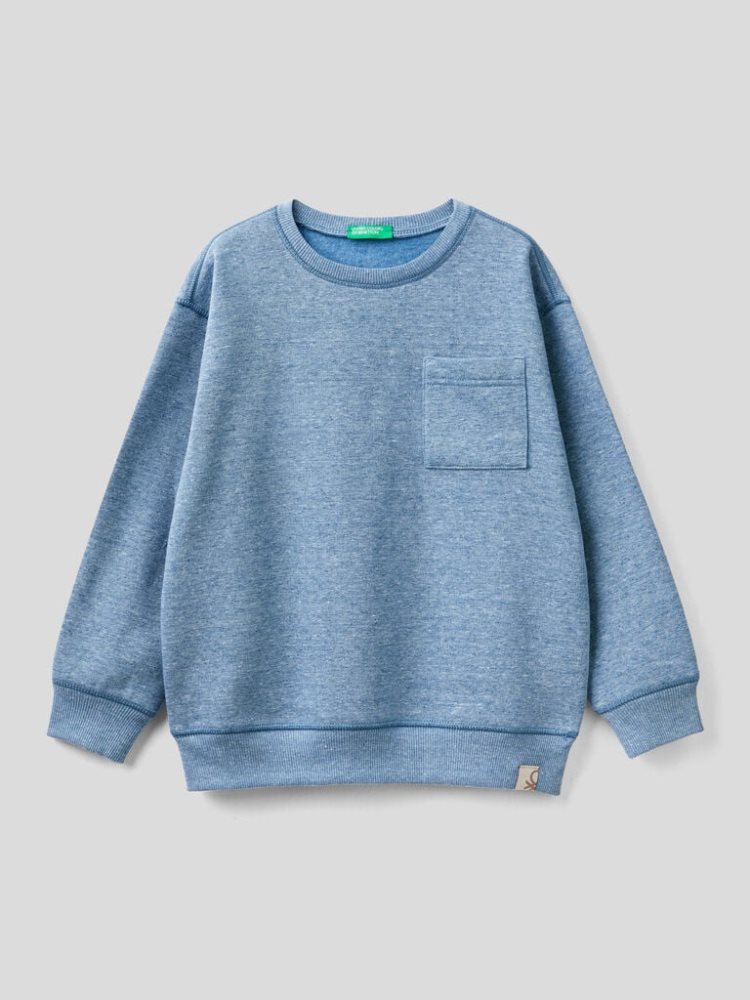 Benetton Pullover Recycled Fabric Sweatshirt Kinderen Blauw | BE695508