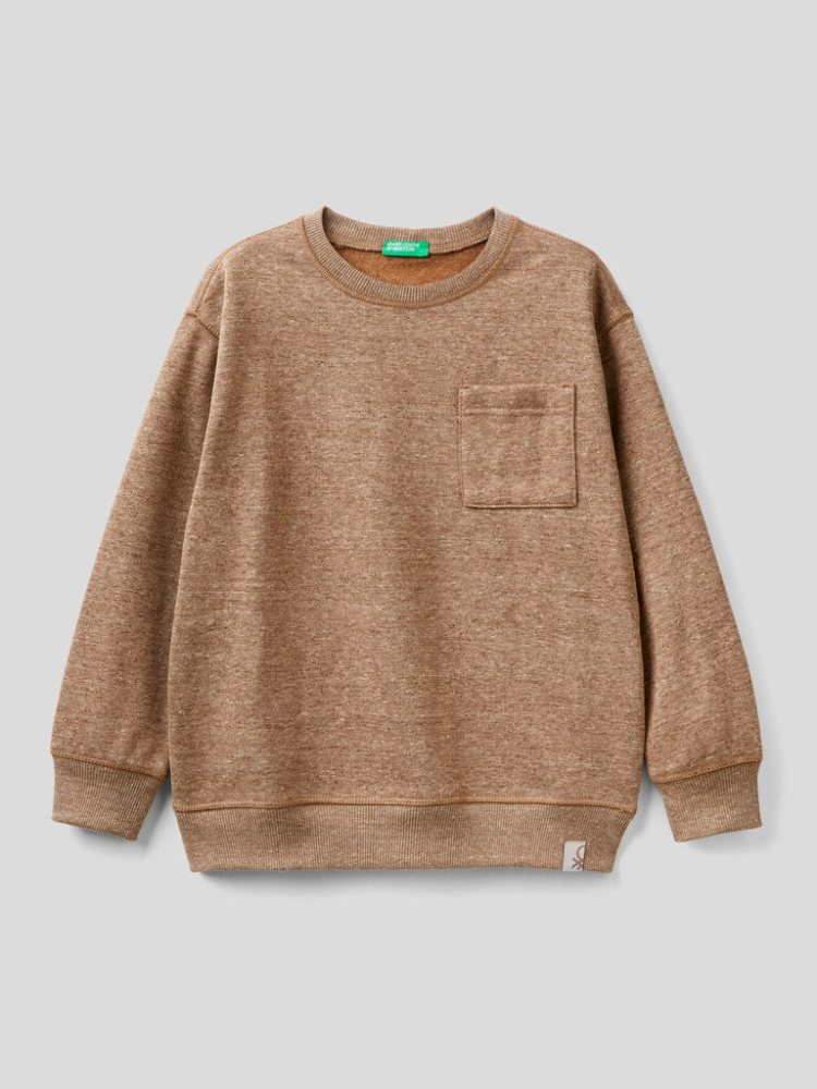 Benetton Pullover Recycled Fabric Sweatshirt Kinderen Bruin | BE713461