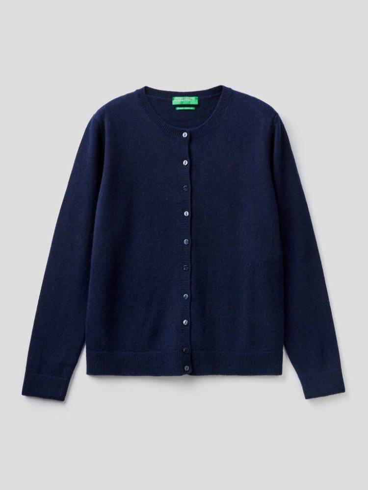 Benetton Pure Cashmere Cardigan Dames Donkerblauw | BE183820