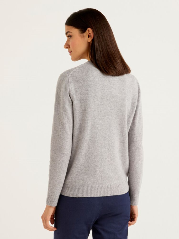 Benetton Pure Cashmere Cardigan Dames Grijs | BE370819