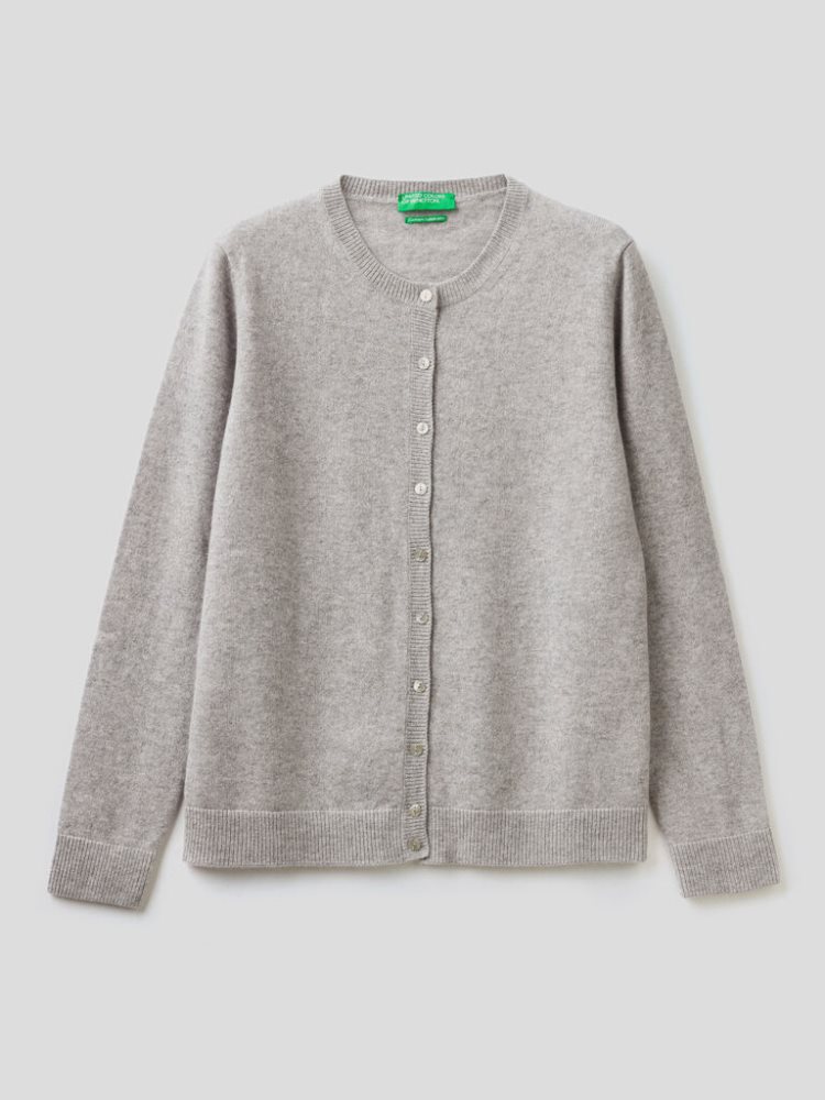 Benetton Pure Cashmere Cardigan Dames Grijs | BE370819