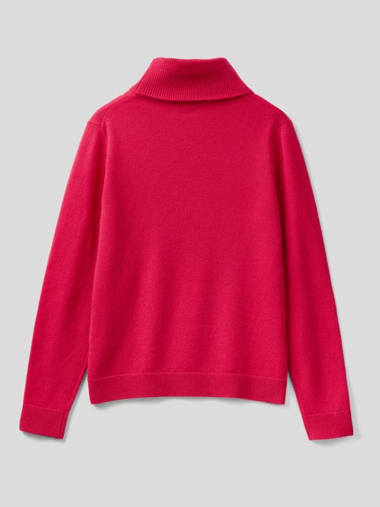 Benetton Pure Cashmere Turtleneck High Neck Sweaters Dames Fuchsie | BE157779