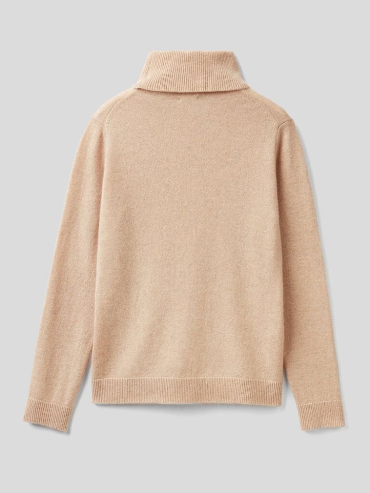 Benetton Pure Cashmere Turtleneck High Neck Sweaters Dames Beige | BE536863