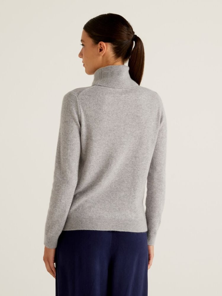 Benetton Pure Cashmere Turtleneck High Neck Sweaters Dames Grijs | BE612829