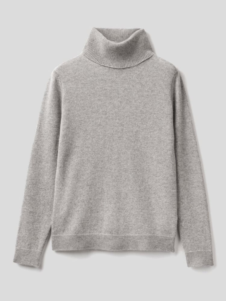 Benetton Pure Cashmere Turtleneck High Neck Sweaters Dames Grijs | BE612829