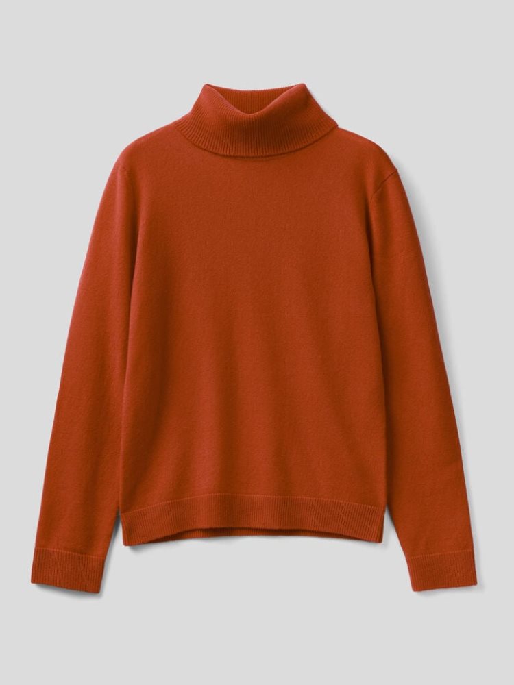 Benetton Pure Cashmere Turtleneck High Neck Sweaters Dames Bruin | BE690806