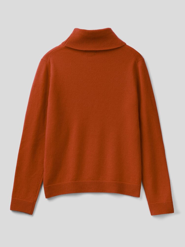 Benetton Pure Cashmere Turtleneck High Neck Sweaters Dames Bruin | BE690806