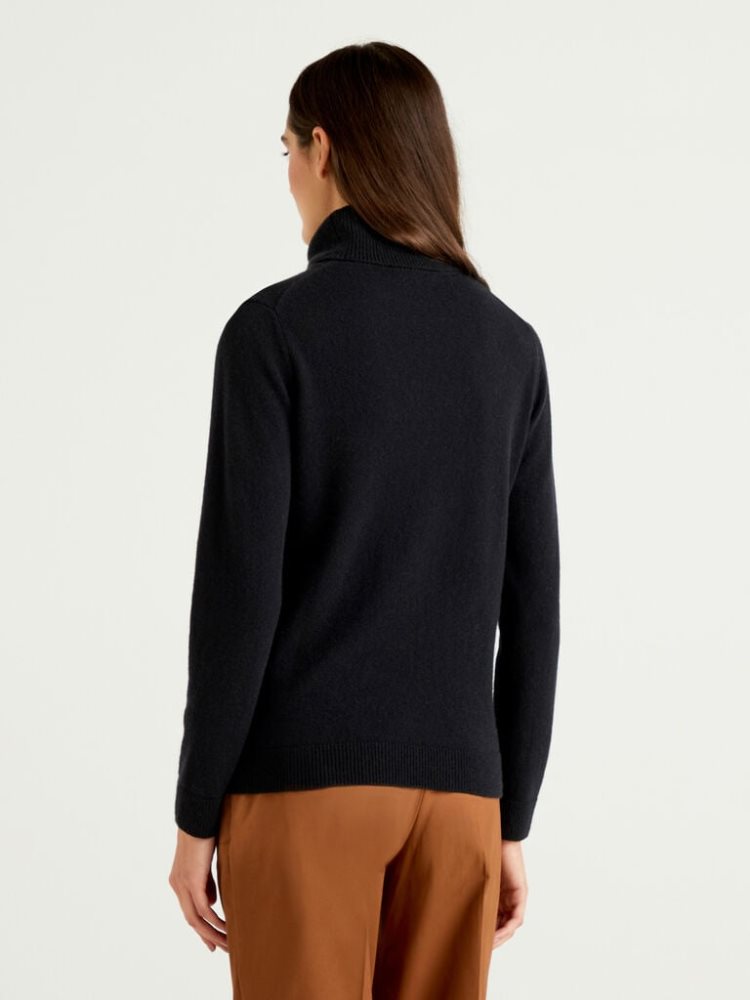 Benetton Pure Cashmere Turtleneck High Neck Sweaters Dames Zwart | BE966943