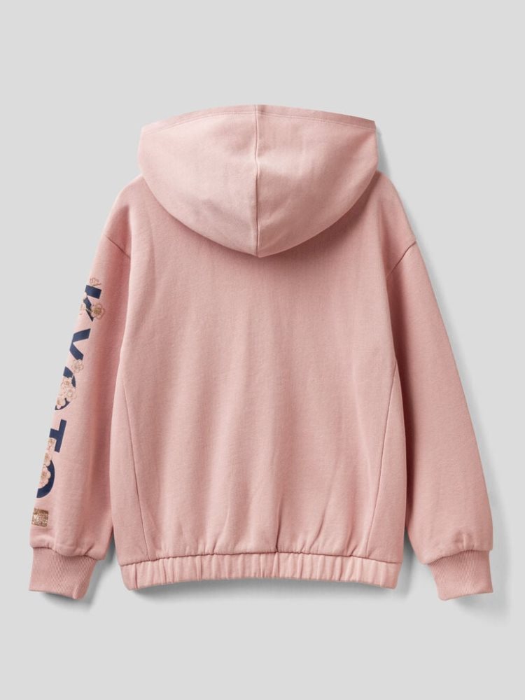 Benetton Pure Katoenen Met Capuchon Hoodie Kinderen Roze | BE174206