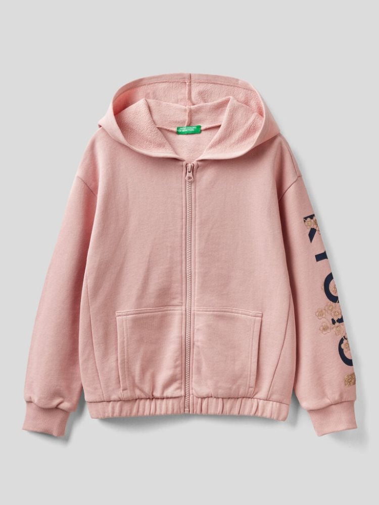 Benetton Pure Katoenen Met Capuchon Hoodie Kinderen Roze | BE174206