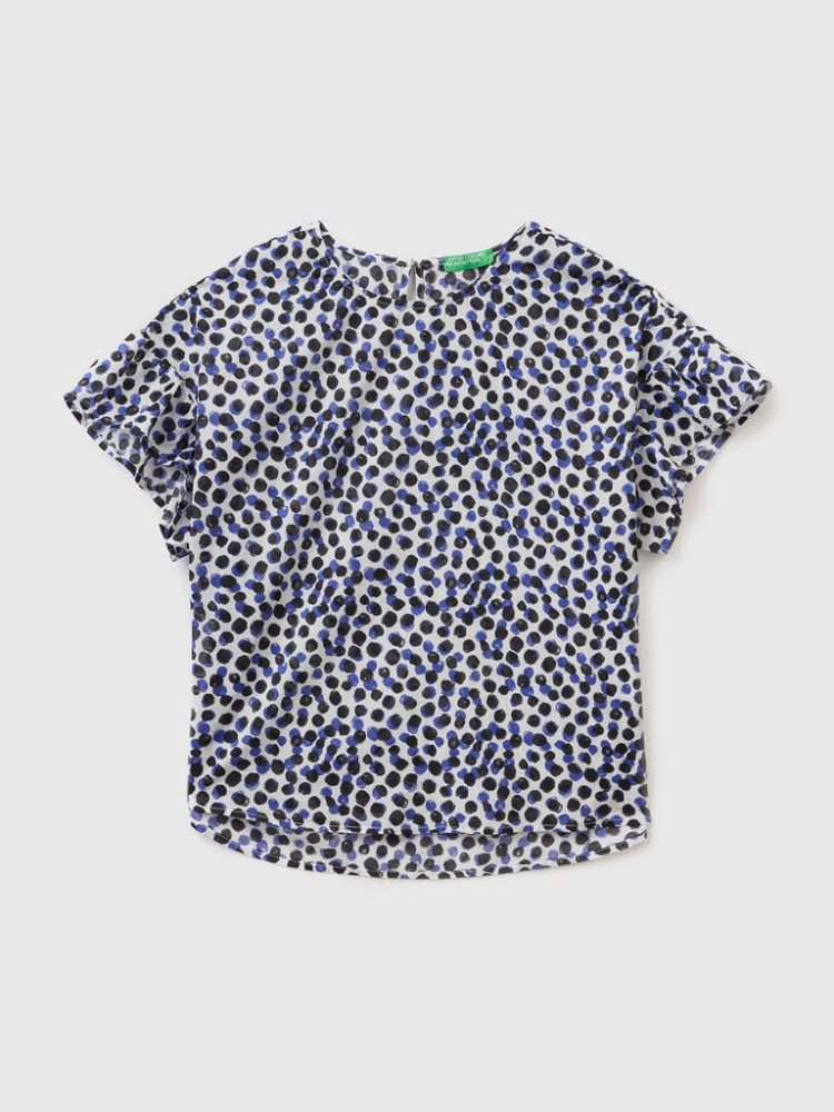 Benetton Pure Katoenen Patterned Blouse Dames Blauw | BE223358