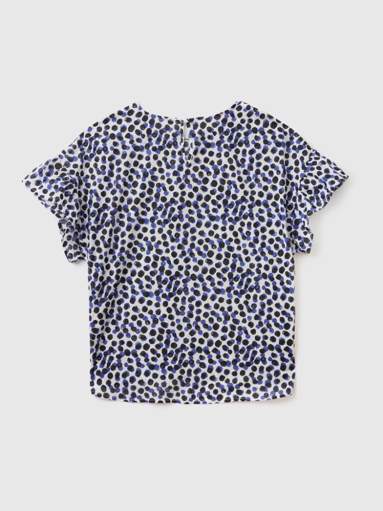 Benetton Pure Katoenen Patterned Blouse Dames Blauw | BE223358