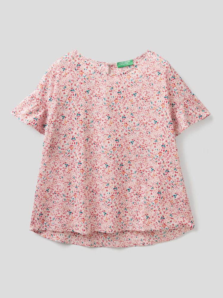 Benetton Pure Katoenen Patterned Blouse Dames Roze | BE401913