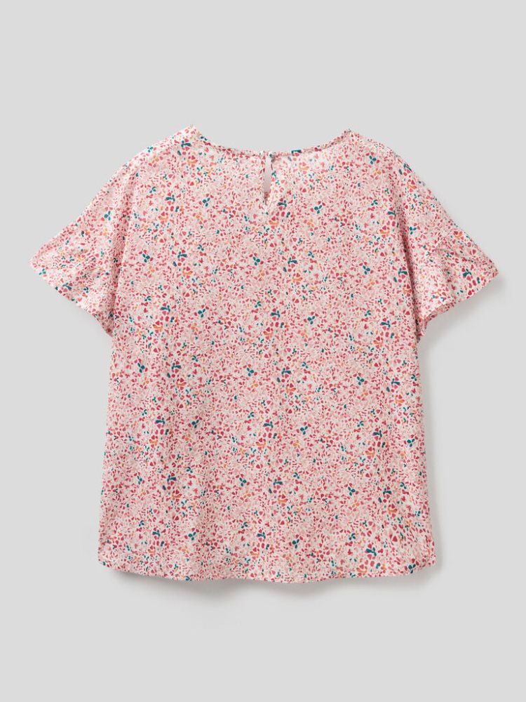 Benetton Pure Katoenen Patterned Blouse Dames Roze | BE401913