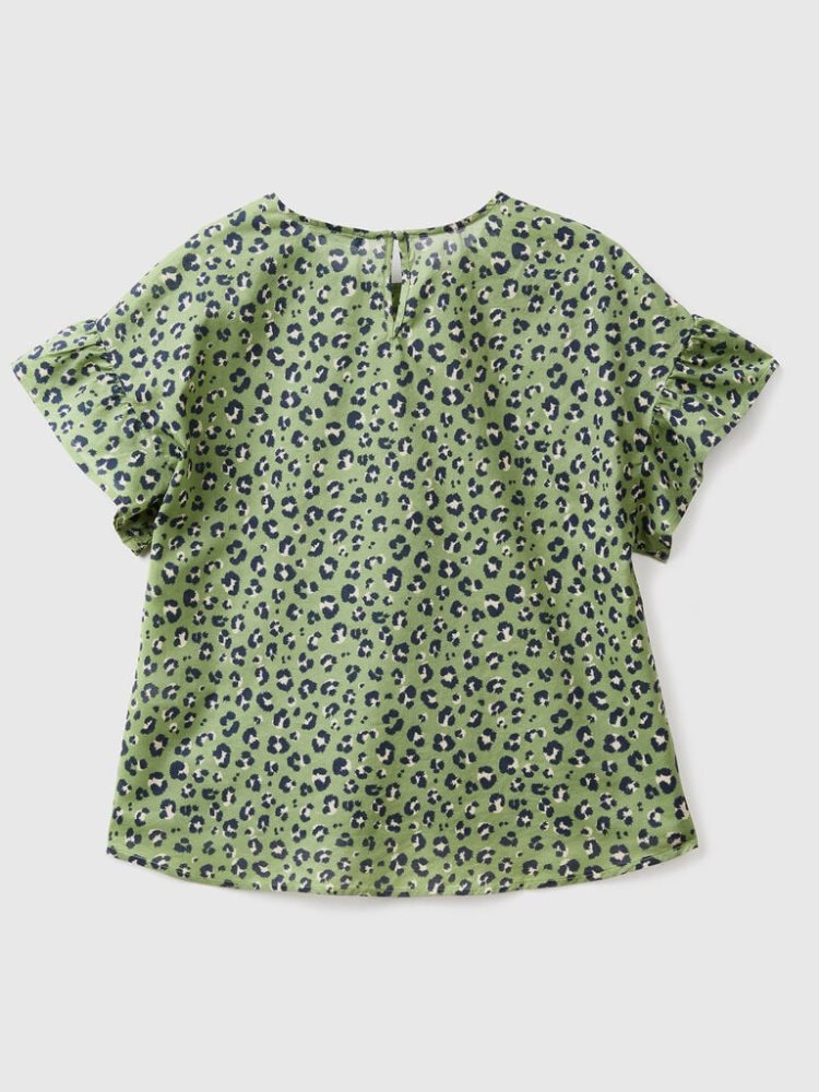 Benetton Pure Katoenen Patterned Blouse Dames Groen | BE431832