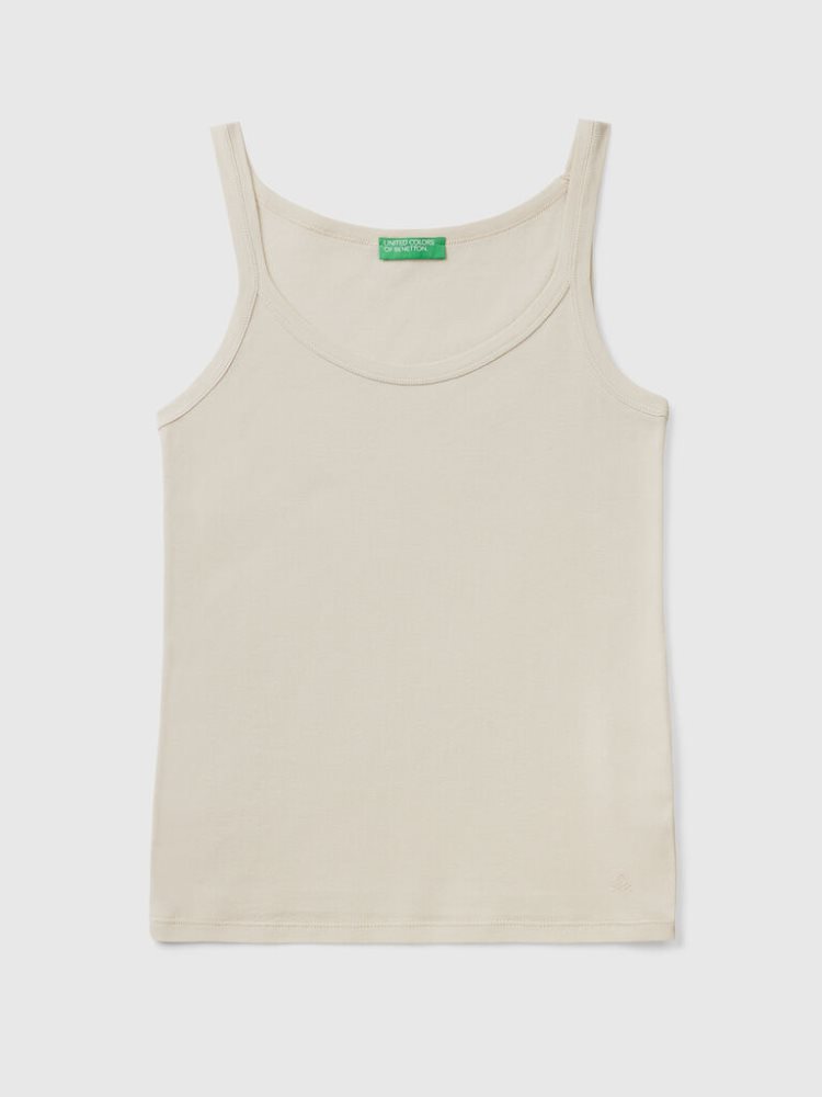 Benetton Pure Katoenen Tanktop Dames Beige | BE030352