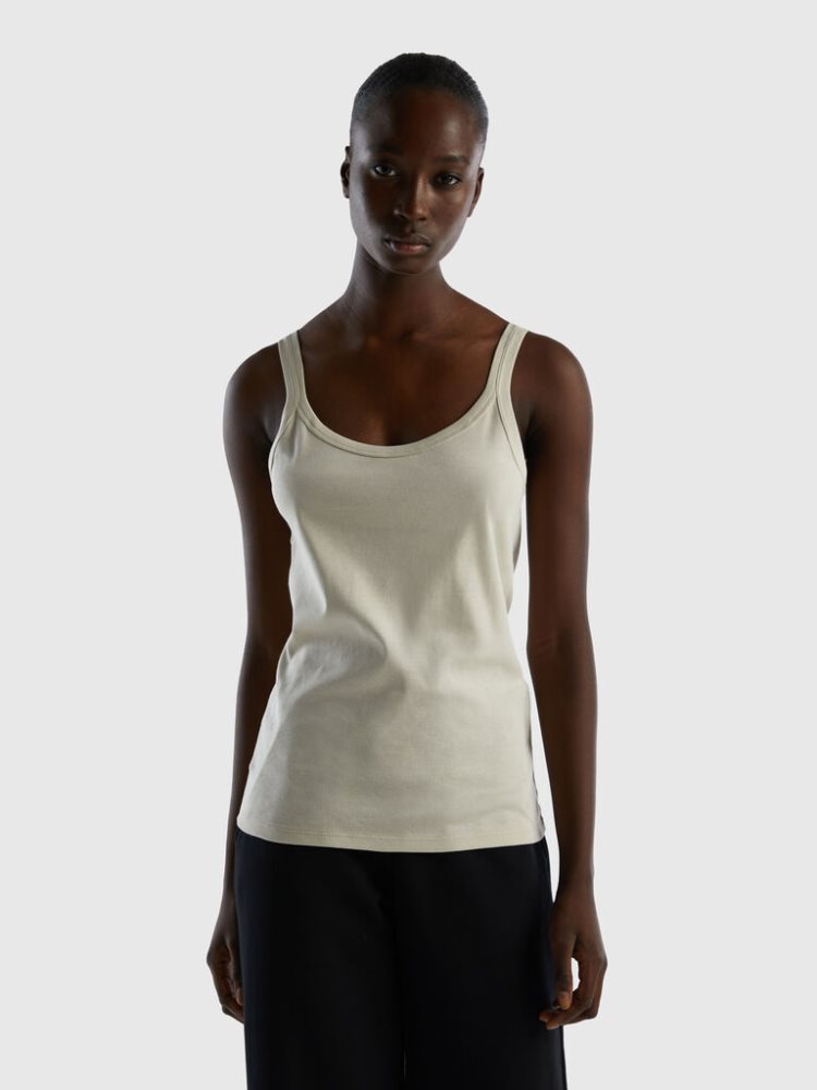 Benetton Pure Katoenen Tanktop Dames Beige | BE030352