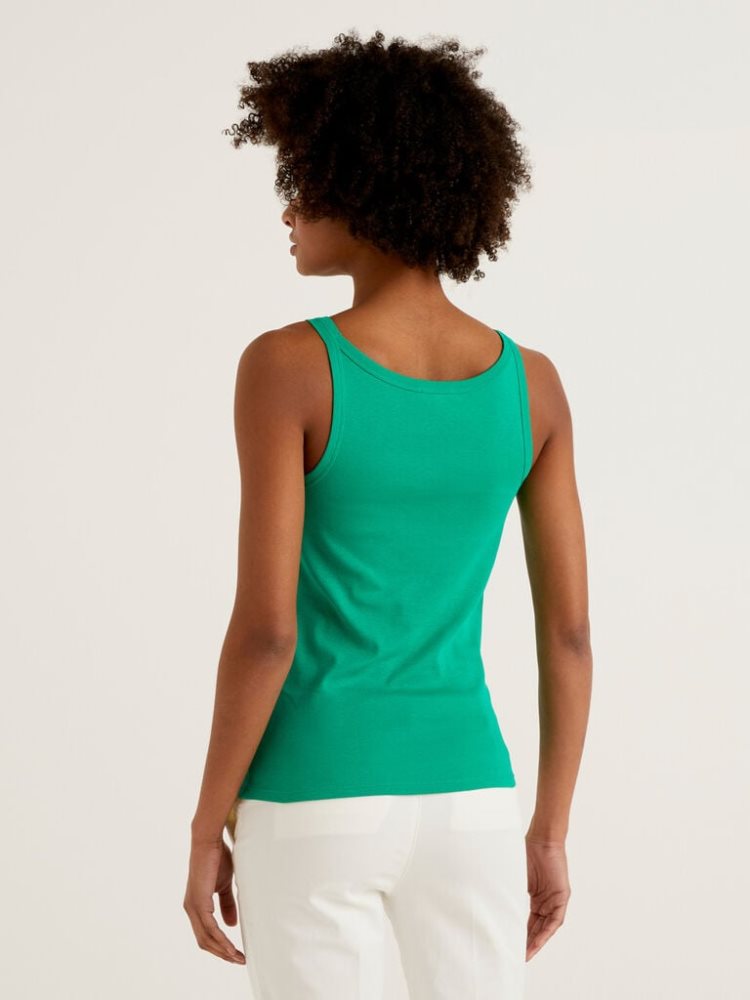 Benetton Pure Katoenen Tanktop Dames Groen | BE387489