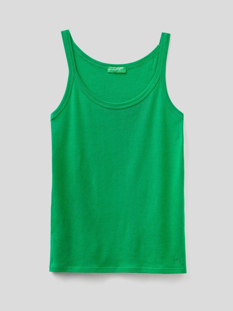 Benetton Pure Katoenen Tanktop Dames Groen | BE387489