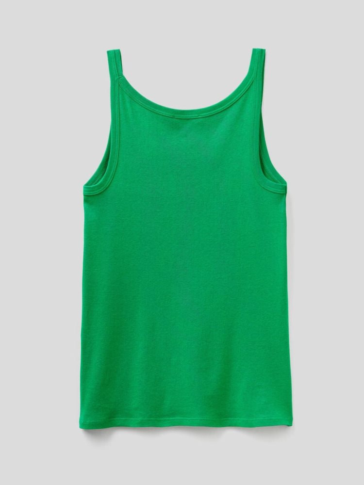 Benetton Pure Katoenen Tanktop Dames Groen | BE387489