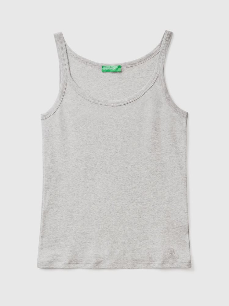 Benetton Pure Katoenen Tanktop Dames Lichtgrijs | BE689396