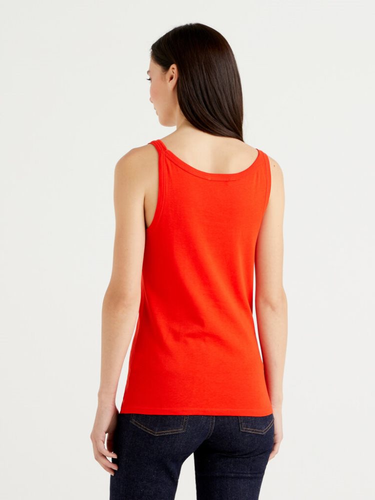 Benetton Pure Katoenen Tanktop Dames Rood | BE456441