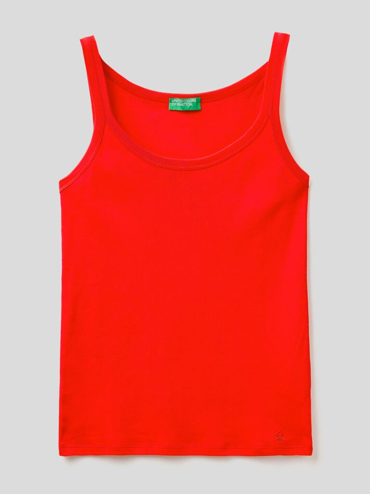 Benetton Pure Katoenen Tanktop Dames Rood | BE456441