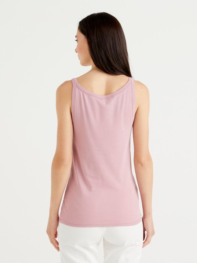 Benetton Pure Katoenen Tanktop Dames Roze | BE886451