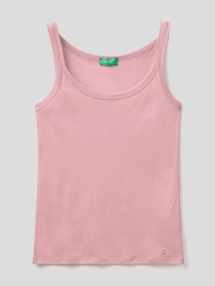 Benetton Pure Katoenen Tanktop Dames Roze | BE886451