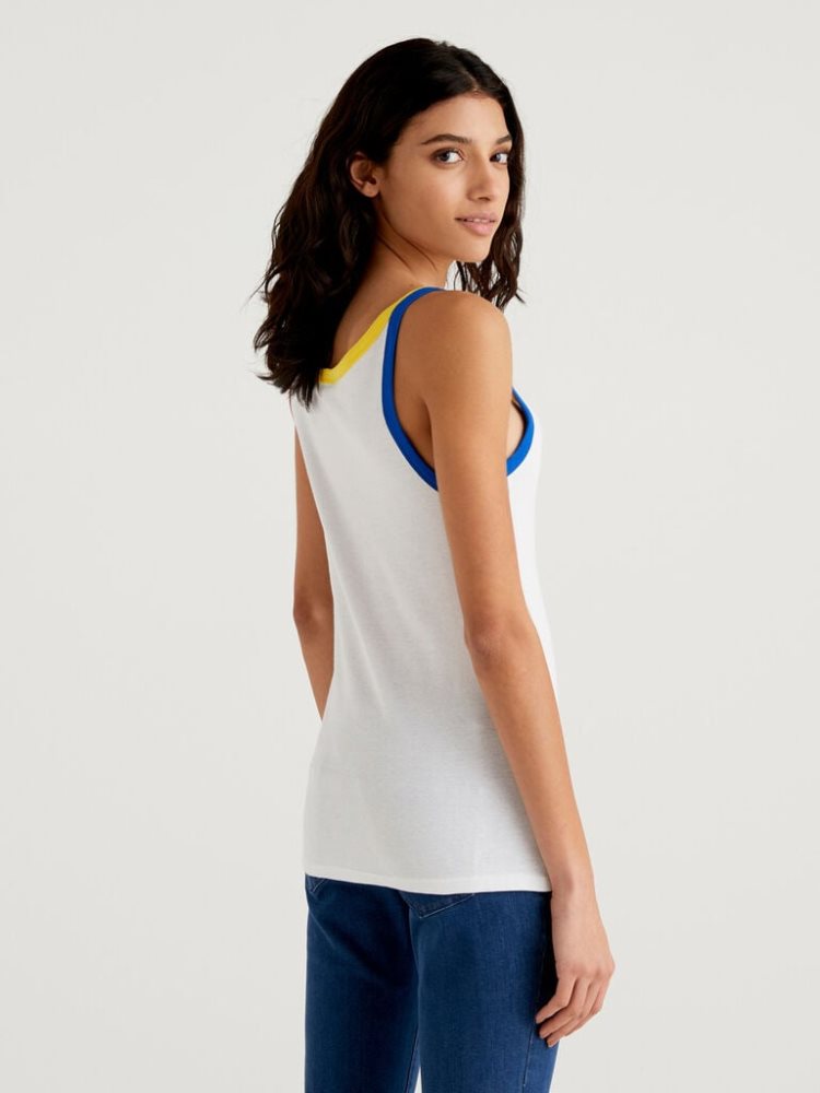 Benetton Pure Katoenen Tanktop Dames Wit | BE706337