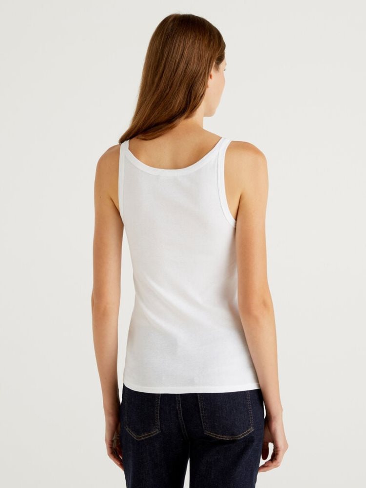 Benetton Pure Katoenen Tanktop Dames Wit | BE851060