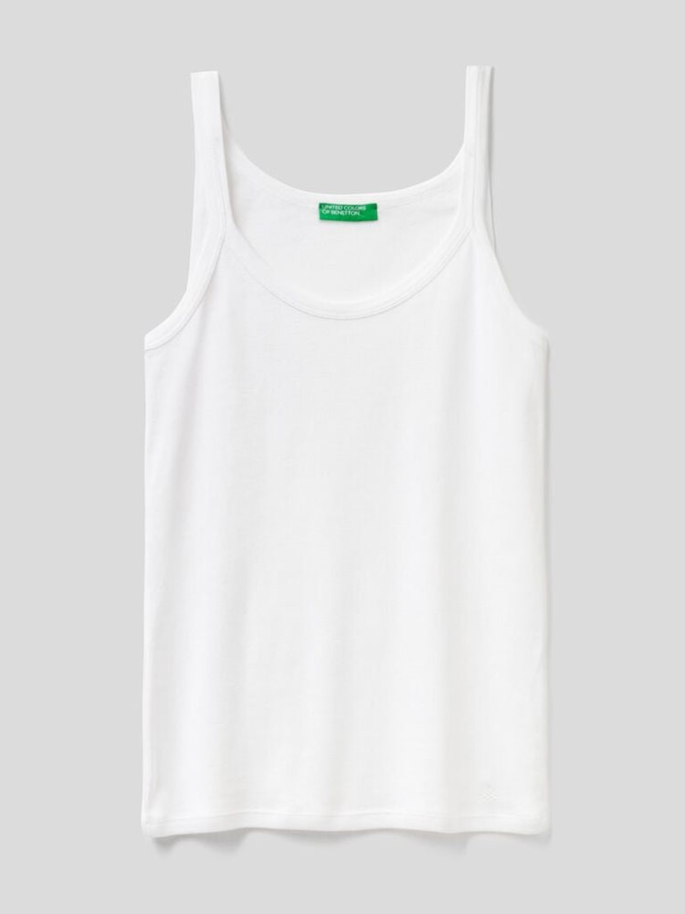 Benetton Pure Katoenen Tanktop Dames Wit | BE851060