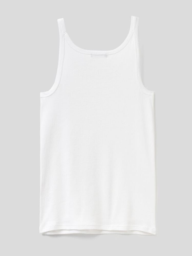 Benetton Pure Katoenen Tanktop Dames Wit | BE851060